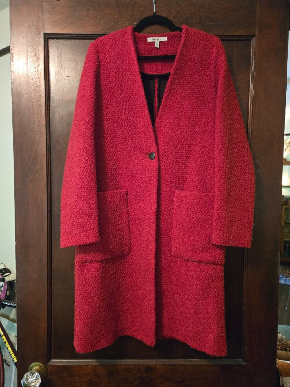 Trafaluc Zara Red Bouclé Women's Coat sz M